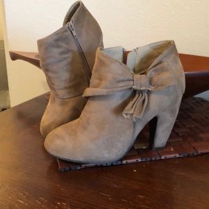 Tan suede ankle booties